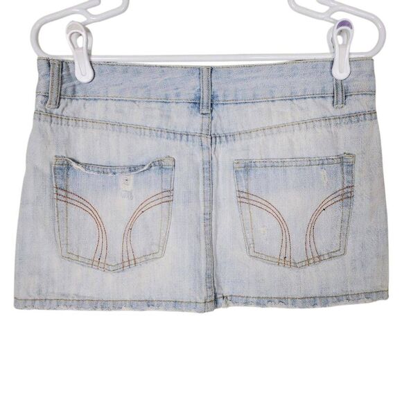 Rue21 Y2K Embelished Distressed Lightwash Jean Mini Skirt Size 3/4 - Picture 5 of 10